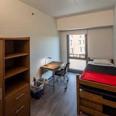 Single occupancy room in Barbara McClintock Hall 