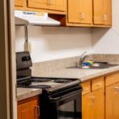 kitchen with wood cabinets, a stove, and a sink