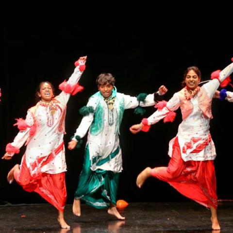 The Punjabi dance group Cornell Bhangra performs at the 2023 Diya Jale.