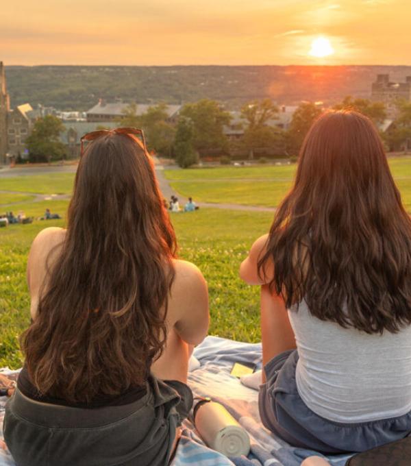 students sitting on libe slope