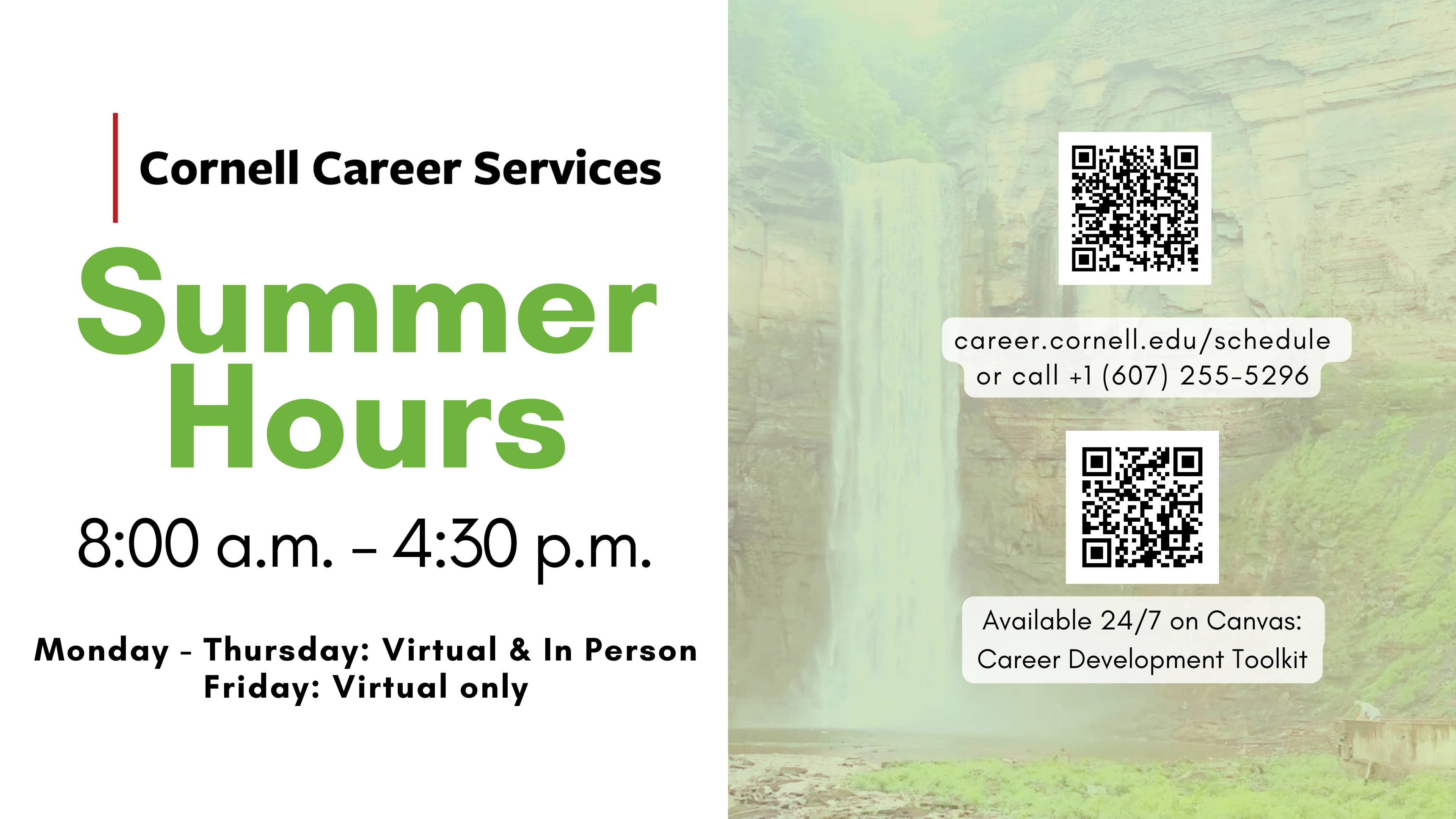 Summer Hours 8 to 4:30 Monday - Thursday, Friday Virtual only